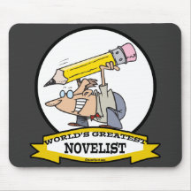 WORLDS GREATEST NOVELIST MEN CARTOON MOUSE PAD