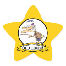 WORLDS GREATEST OLD TIMER LADY CARTOON STAR STICKERS
