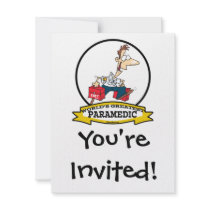 WORLDS GREATEST PARAMEDIC MEN CARTOON CUSTOM INVITATION