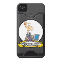 WORLDS GREATEST PC COMPUTER ADDICT CARTOON ID IPHONE 4 CASES