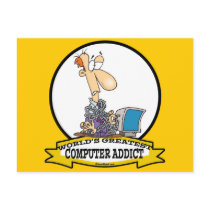 WORLDS GREATEST PC COMPUTER ADDICT CARTOON POST CARD