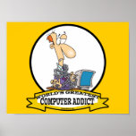 WORLDS GREATEST PC COMPUTER ADDICT CARTOON posters