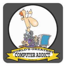 WORLDS GREATEST PC COMPUTER ADDICT CARTOON STICKERS