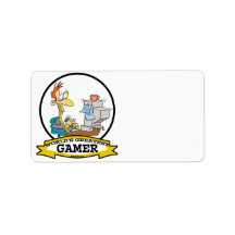 WORLDS GREATEST PC GAMER TEEN CARTOON ADDRESS LABEL