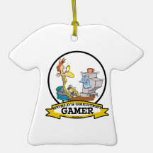 WORLDS GREATEST PC GAMER TEEN CARTOON CHRISTMAS TREE ORNAMENT