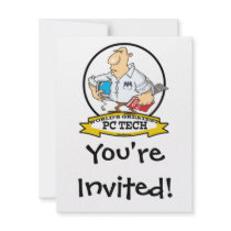 WORLDS GREATEST PC TECH MEN CARTOON CUSTOM INVITATIONS