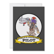 WORLDS GREATEST PILOT MEN CARTOON INVITE