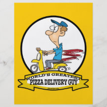 WORLDS GREATEST PIZZA DELIVERY GUY CARTOON FLYERS