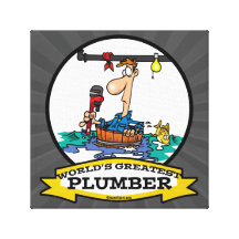 WORLDS GREATEST PLUMBER IV MEN CARTOON GALLERY WRAP CANVAS