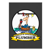 WORLDS GREATEST PLUMBER IV MEN CARTOON CUSTOM INVITES
