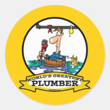 WORLDS GREATEST PLUMBER IV MEN CARTOON ROUND STICKER