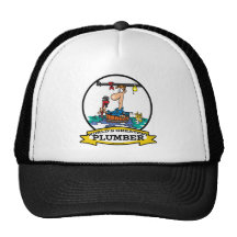 WORLDS GREATEST PLUMBER IV MEN CARTOON TRUCKER HAT