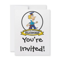 WORLDS GREATEST POLICEWOMAN CARTOON PERSONALIZED INVITE