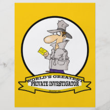 WORLDS GREATEST PRIVATE INVESTIGATOR MEN CARTOON PERSONALIZED FLYER