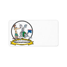 WORLDS GREATEST PROCRASTINATOR MEN CARTOON LABELS