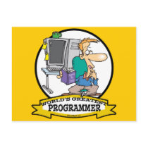 WORLDS GREATEST PROGRAMMER MEN CARTOON POST CARDS