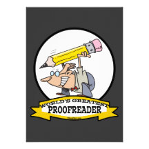WORLDS GREATEST PROOFREADER CARTOON PERSONALIZED INVITATIONS