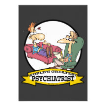 WORLDS GREATEST PSYCHIATRIST CARTOON PERSONALIZED INVITATIONS