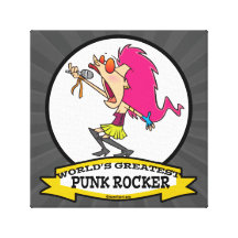 WORLDS GREATEST PUNK ROCKER GIRL CARTOON CANVAS PRINT