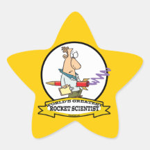 WORLDS GREATEST ROCKET SCIENTIST MEN CARTOON STAR STICKERS