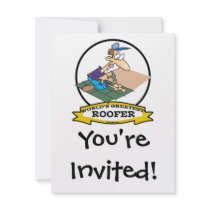 WORLDS GREATEST ROOFER MEN CARTOON ANNOUNCEMENT