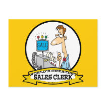 WORLDS GREATEST SALES CLERK MEN CARTOON POST CARD