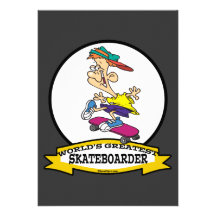 WORLDS GREATEST SKATEBOARDER CARTOON PERSONALIZED INVITES