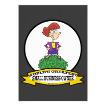 WORLDS GREATEST SMALL BUSINESS OWNER WOMAN CARTOON PERSONALIZED INVITE
