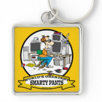 WORLDS GREATEST SMARTY PANTS MEN CARTOON KEYCHAINS