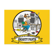 WORLDS GREATEST SMARTY PANTS MEN CARTOON POST CARD