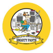 WORLDS GREATEST SMARTY PANTS MEN CARTOON STICKERS