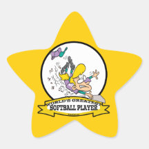 WORLDS GREATEST SOFTBALL PLAYER CARTOON STICKERS
