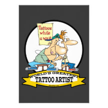 WORLDS GREATEST TATTOO ARTIST CARTOON CUSTOM INVITATIONS
