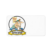 WORLDS GREATEST TATTOO ARTIST CARTOON PERSONALIZED ADDRESS LABEL