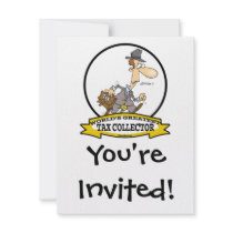 WORLDS GREATEST TAX COLLECTOR MEN CARTOON PERSONALIZED INVITATIONS