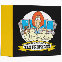 WORLDS GREATEST TAX PREPARER CARTOON BINDER