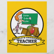 WORLDS GREATEST TEACHER WOMEN CARTOON PERSONALIZED FLYER