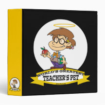 WORLDS GREATEST TEACHERS PET BOY II CARTOON 3 RING BINDER
