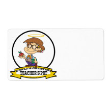 WORLDS GREATEST TEACHERS PET BOY II CARTOON PERSONALIZED SHIPPING LABELS