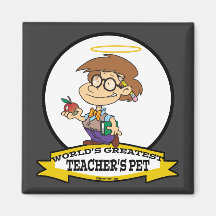 WORLDS GREATEST TEACHERS PET BOY II CARTOON FRIDGE MAGNETS