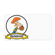 WORLDS GREATEST TEACHERS PET CARTOON CUSTOM SHIPPING LABELS