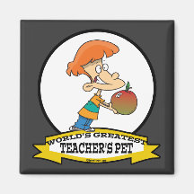 WORLDS GREATEST TEACHERS PET CARTOON MAGNET