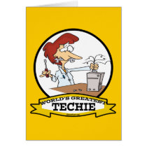 WORLDS GREATEST TECHIE WOMEN CARTOON GREETING CARD
