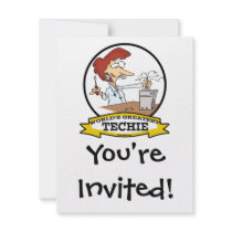 WORLDS GREATEST TECHIE WOMEN CARTOON PERSONALIZED INVITATION