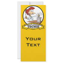 WORLDS GREATEST TECHIE WOMEN CARTOON CUSTOM RACK CARDS