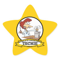 WORLDS GREATEST TECHIE WOMEN CARTOON STICKER