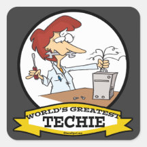 WORLDS GREATEST TECHIE WOMEN CARTOON STICKERS