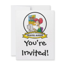 WORLDS GREATEST TRAVEL AGENT WOMEN CARTOON CUSTOM INVITES