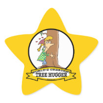 WORLDS GREATEST TREE HUGGER CARTOON STAR STICKERS