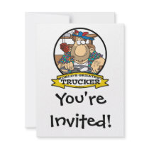WORLDS GREATEST TRUCKER MEN CARTOON CUSTOM INVITATION